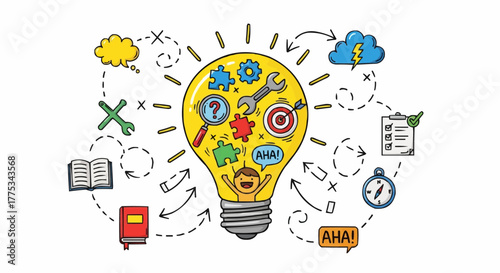 Idea concept represented by a light bulb.