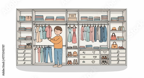 Man choosing clothes in his closet.