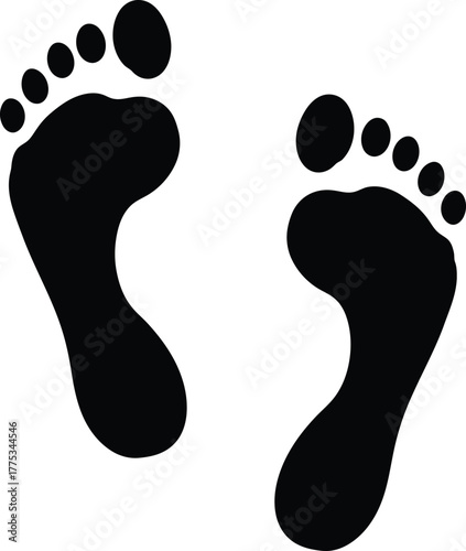 Black footprints vector illustration walking barefoot foot steps art eps silhouette