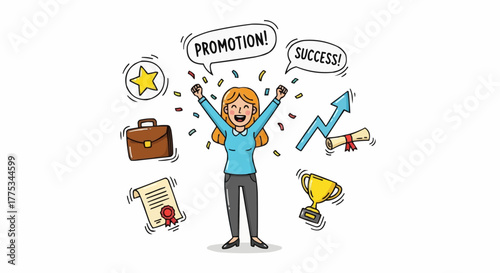 A woman and symbols of success