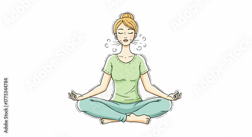 Woman in lotus position meditating.