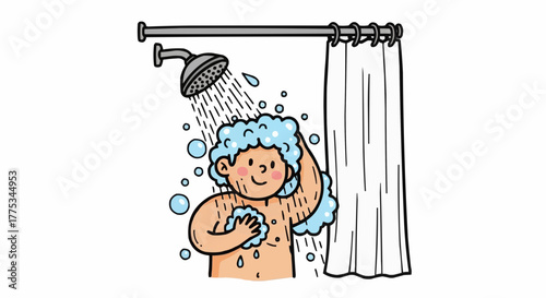 Person taking shower.