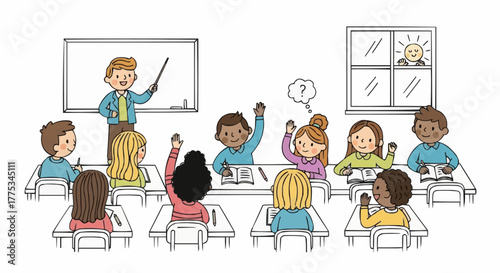 classroom of young student.