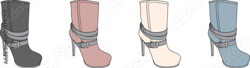Elegant Ankle Boots in Various Colors, Perfect for Fashion and Style with Heels and Straps