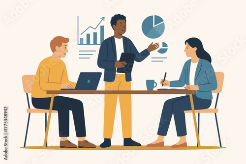 Diverse young entrepreneurs collaborating on business strategy