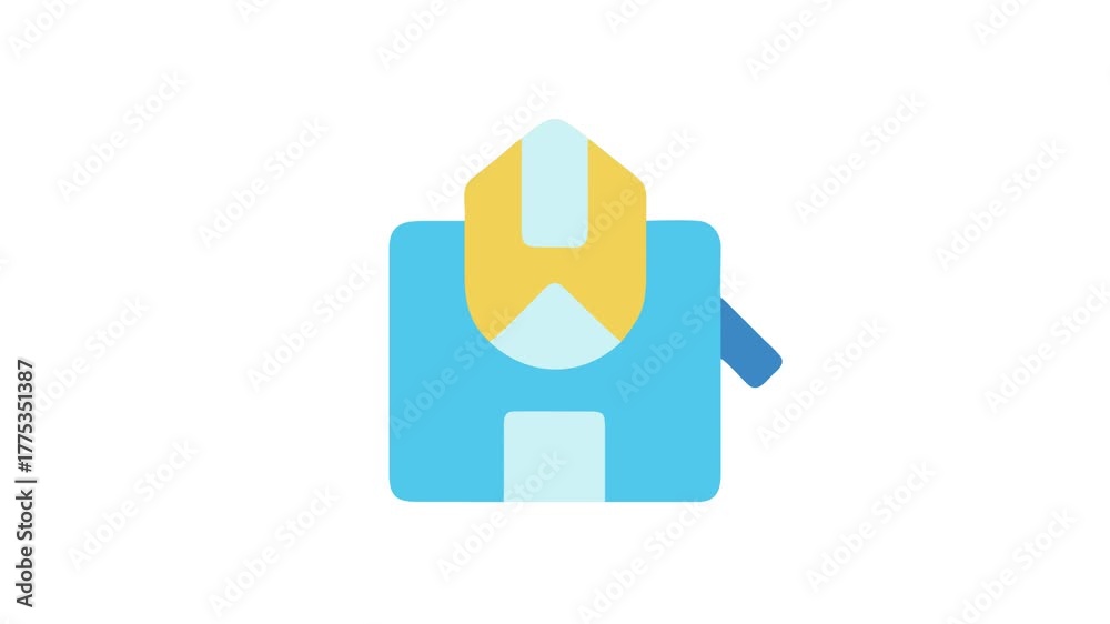 Abstract blue and yellow geometric composition on White Background