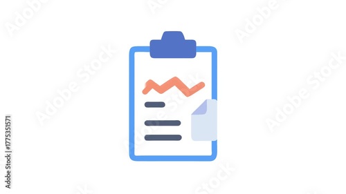 Blue clipboard with report chart and document illustration