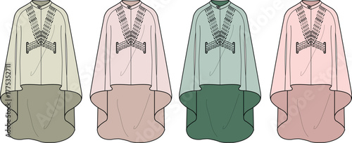 Collection of elegantly designed women's capes in diverse color palettes, showcasing versatile fashion apparel for modern style and comfort