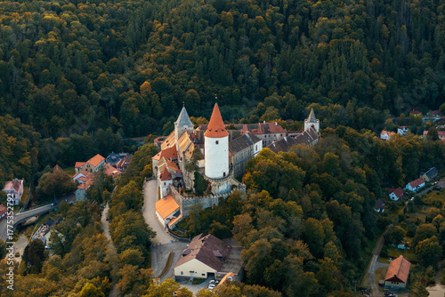 Valokuva drone view of Krivoklat Castle in the Central Bohemian Region of the Czech Repub