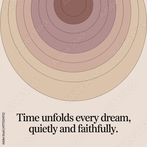 Concentric circles with inspirational quote on cream background rings abstract
