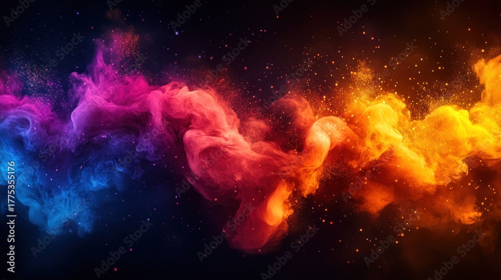 Naklejka premium Abstract swirling colors, vibrant smoke, dark background