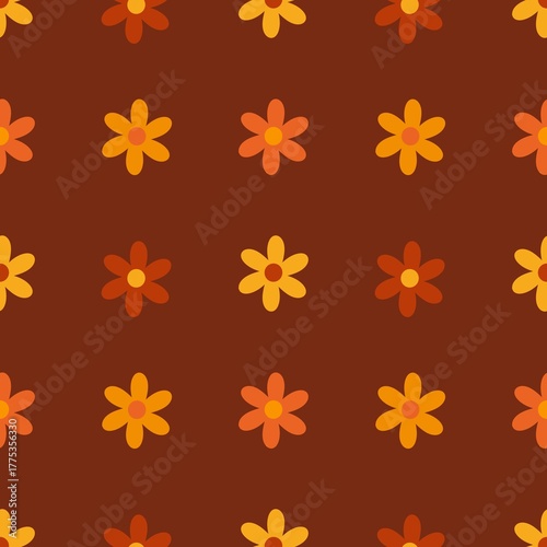 Seamless Floral Pattern with Orange and Yellow Flowers for Fabric and Wallpaper Design