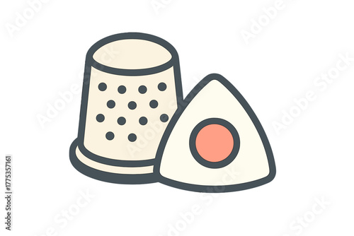 Protective thimble and triangular tailor's chalk used for sewing and fabric marking