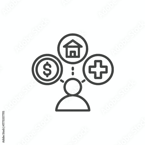 Financial Well-being Icon Health, Home, and Money Planning