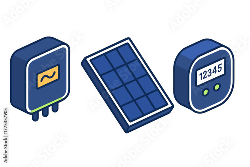 Solar power system components including panel, inverter, and smart electricity meter