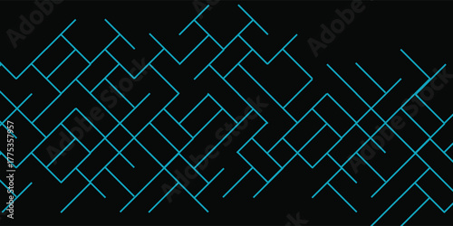 bstract geometric background with turquoise line pattern on black