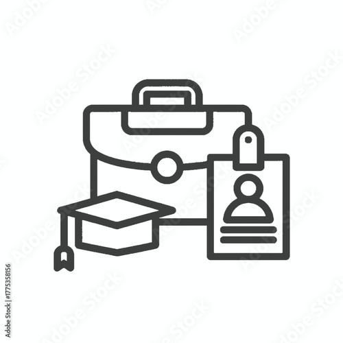 Career Growth Icon Graduation, Job, and Professional Identity
