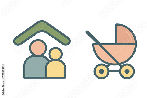 Family protection and baby care concepts for home security and parenthood