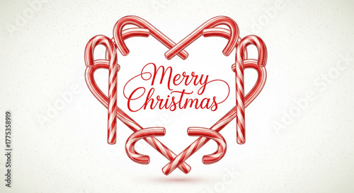 Merry Christmas Heart Festive Candy Canes and Holiday Greetings for Seasonal Celebrations