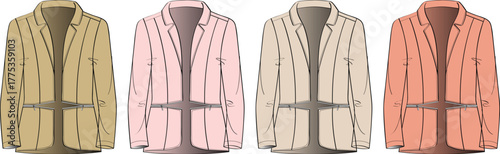 Stylish Blazer Collection in Various Pastel Hues for Fashion Design and Apparel Concepts