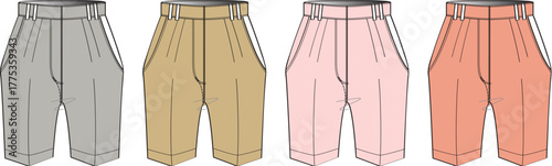 Set of Shorts in Various Colors Fashion Apparel