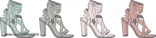 Elegant high-heeled sandal designs in different pastel shades