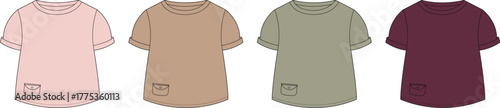 Clothing Mockups T-Shirts in Pastel Colors with Pocket Detail