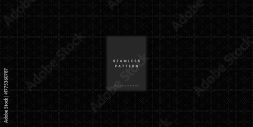 Dark Seamless Geometric Pattern with Hexagonal Line Grid