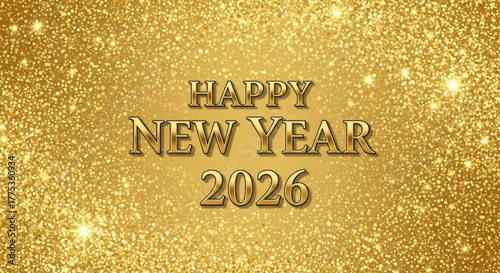 Happy New Year 2026 Sparkling Gold Glitter Background for Festive Celebration