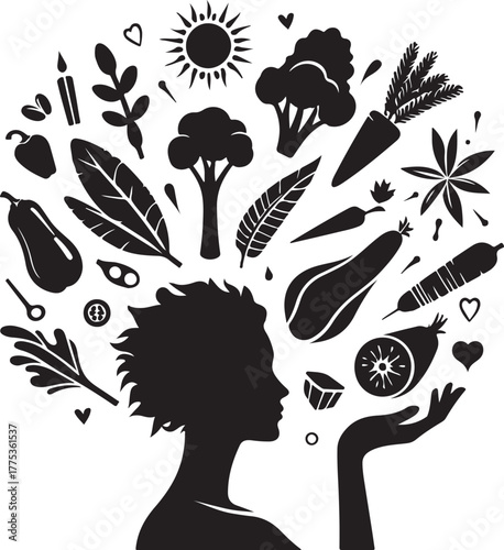 Raw Veganism Silhouette Vector