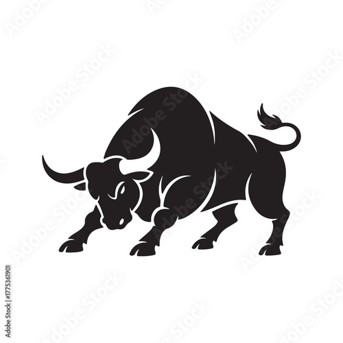 Powerful Bull Silhouette Vector Illustration