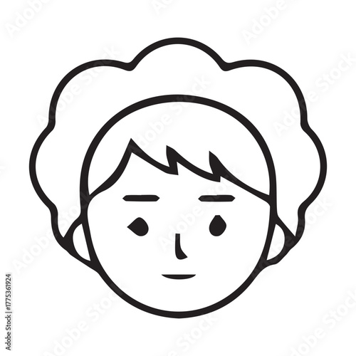 Line Art of a Friendly Face: A clean and simple line art illustration presents a friendly face, perfect for representing inclusivity and positive vibes.