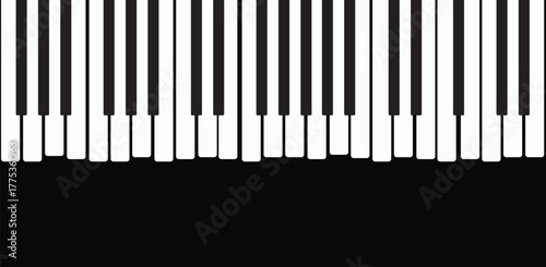 Decorative Horizontal Music Banner with Piano Keys Vector Illustration