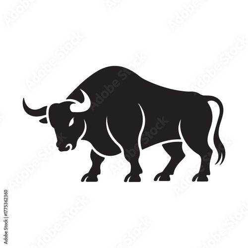 Powerful Bull Silhouette Vector Illustration
