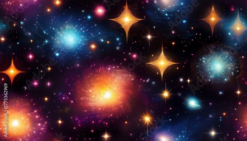 realistic shot of a vast and majestic cosmos seamless pattern stars in the galaxy seamless background high quality