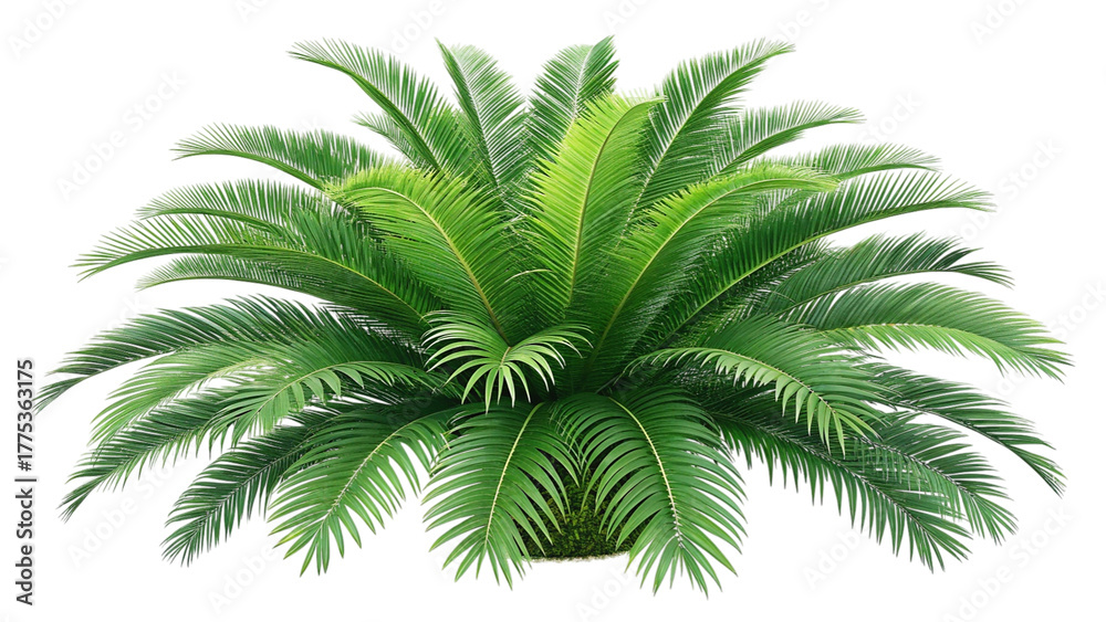 Fototapeta premium Green cycad palm plant isolated on transparent background