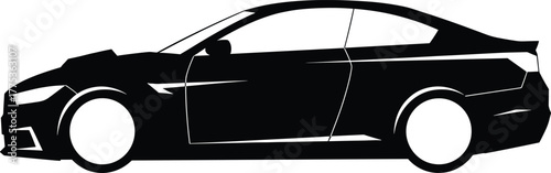 Black silhouette of a modern sports car coupe automobile, car, sports car, coupe, automobile, vehicle, silhouette, black, modern, sleek, design, automotive, transportation, speed, performance, luxury,