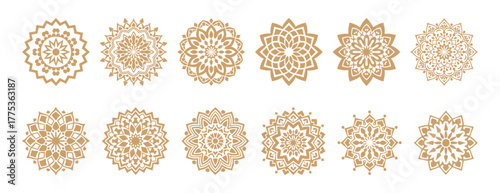 Exquisite Islamic Mandalas: A collection of intricately detailed mandala designs, radiating elegance and spiritual depth. Each circle features unique symmetrical 
