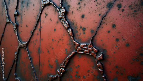 Intricate welded metal surface with cracks, a raw industrial texture perfect for backgrounds or adding an edgy, artistic touch to your designs today