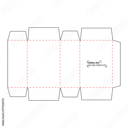 Cereal packaging box die line template