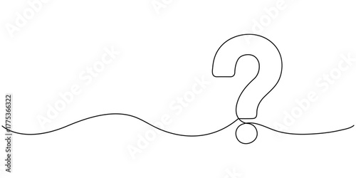 one continuous line drawing of a question mark isolated on a white background in simple vector illustration style, Hand holding question mark symbol drawn with one continuous line Continuous one line 
