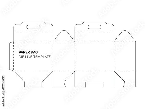Retail paper bag die line template