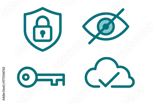 Digital security and data privacy concepts: protection, access, and hidden data