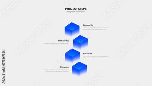 Project Workflow Steps Infographic Template with Cube Elements