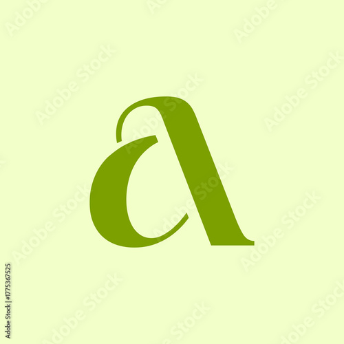 letter A logo design in Green color on light green background.