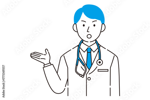 真剣な表情で説明する男性医師のイラスト