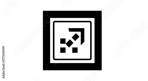 Interactive digital marker for augmented reality experiences, signifying scannable content and immersive virtual interaction