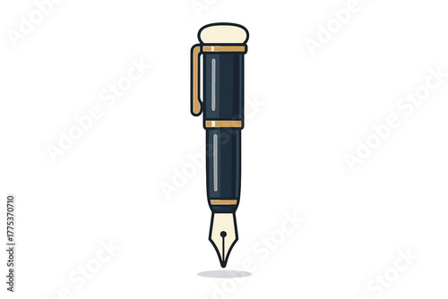 Elegant classic black and gold fountain pen writing instrument for business