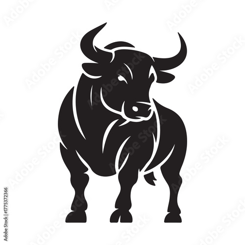 Powerful Bull Silhouette Vector Illustration