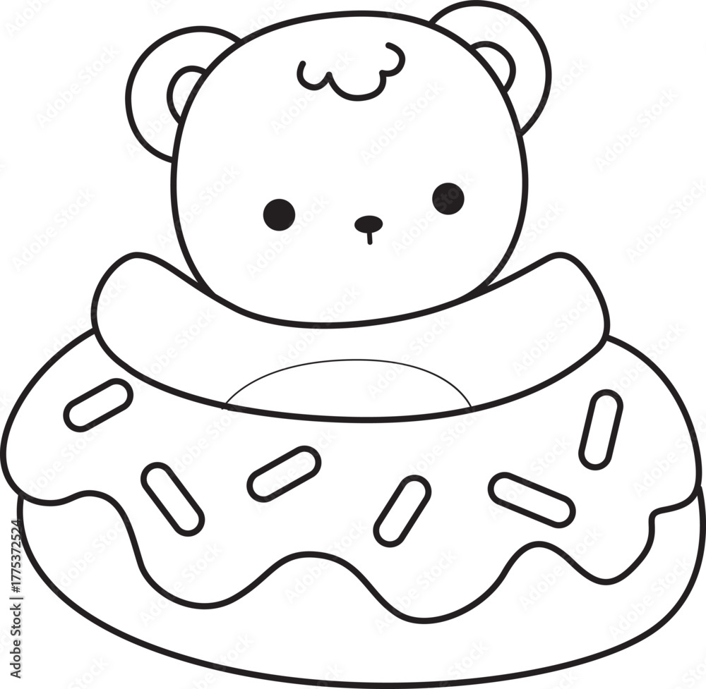 Fototapeta premium Coloring pages of Illustration of cute bear winter icon. Outline of bear winter 